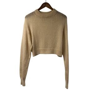tna Mohair Blend Sweater Yellow Knitted Boxy Crop Crewneck Small